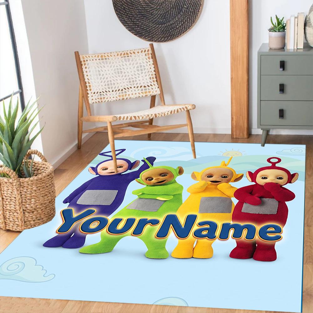 Teletubbies Customized Name Carpet Suitable for Entryway Decorate room Outdoor Game Room Antislip Carpet Decorate Offices Gift for Festivals