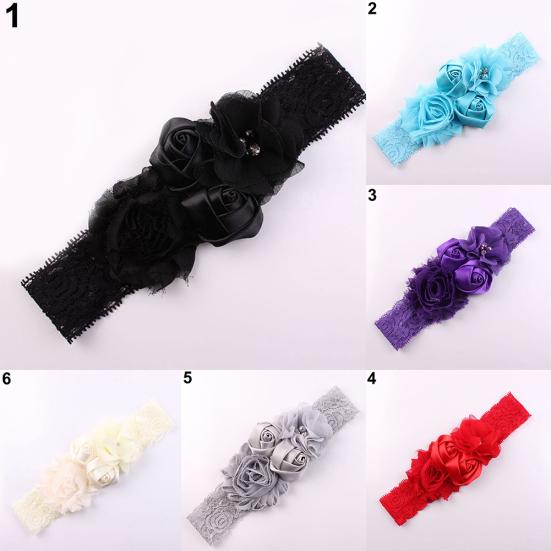 Krásná krajka s květem růže do vlasů Čelenka do vlasů pro novorozence