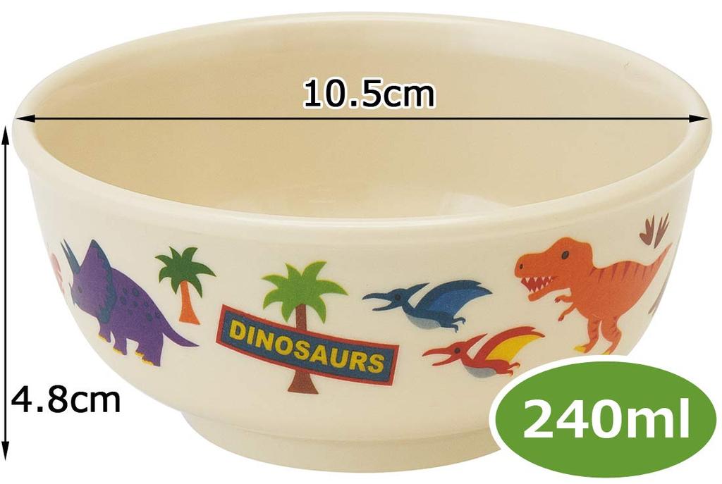 Skater Melamine Rice Bowl, 240ml, Dinosaur Design, M320-A
