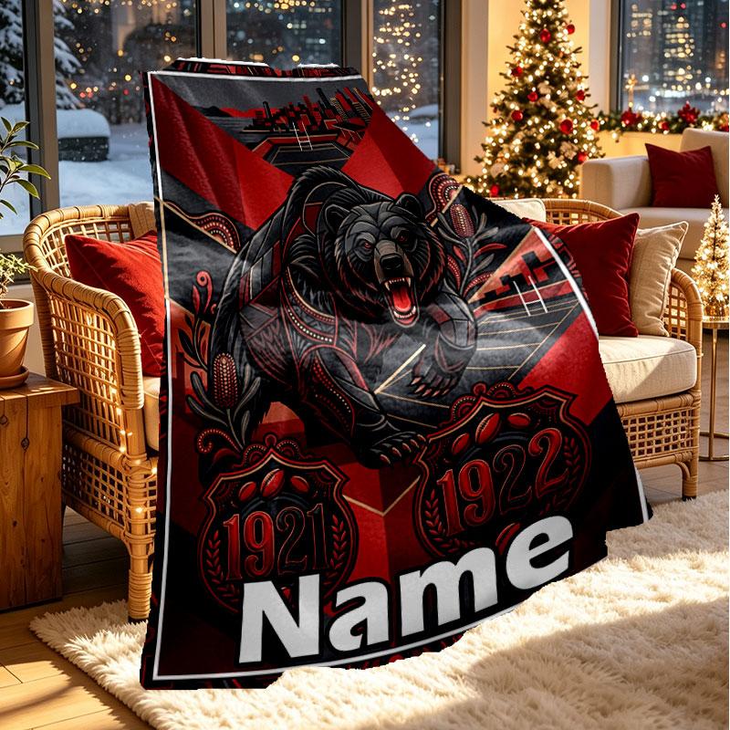 Custom Name Personalized North Sydney Bears Print Blanket, Home Decor, Bedroom, Sofa, Camping, Couch, Gifts for Birthday Christmas