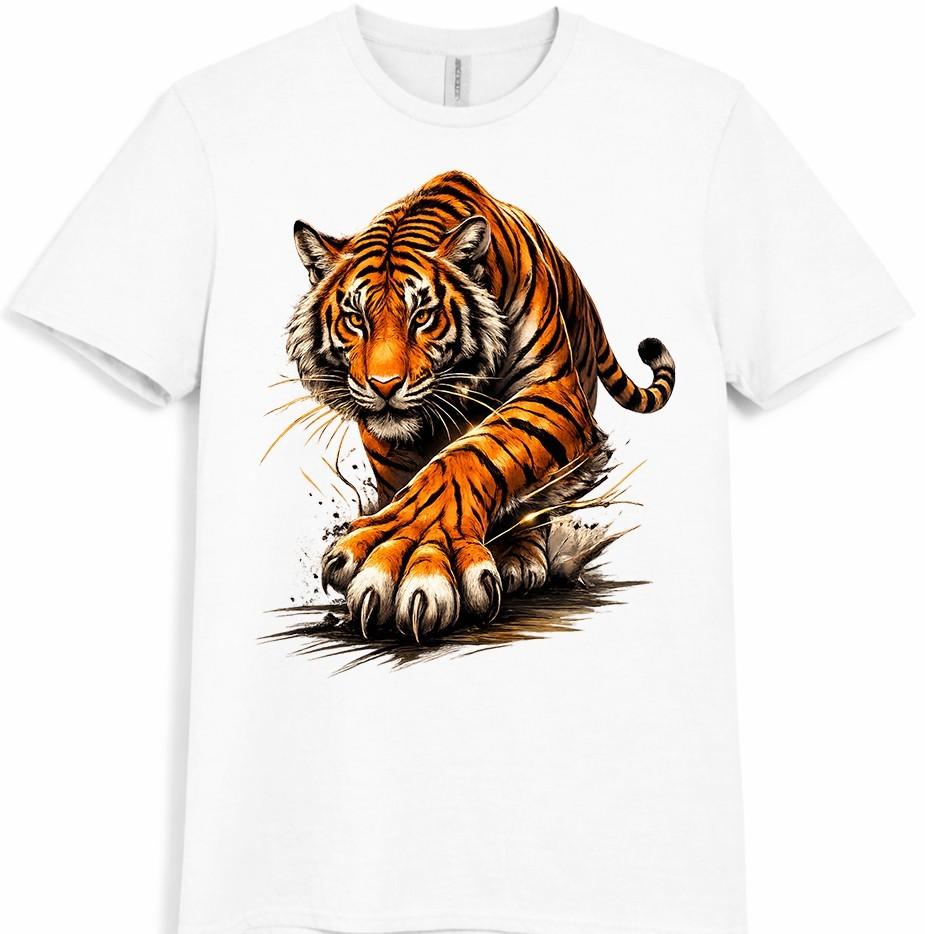 Tiger T Shirt Fierce Wild Animal Graphic Tee Big Cat Predator Casual Top