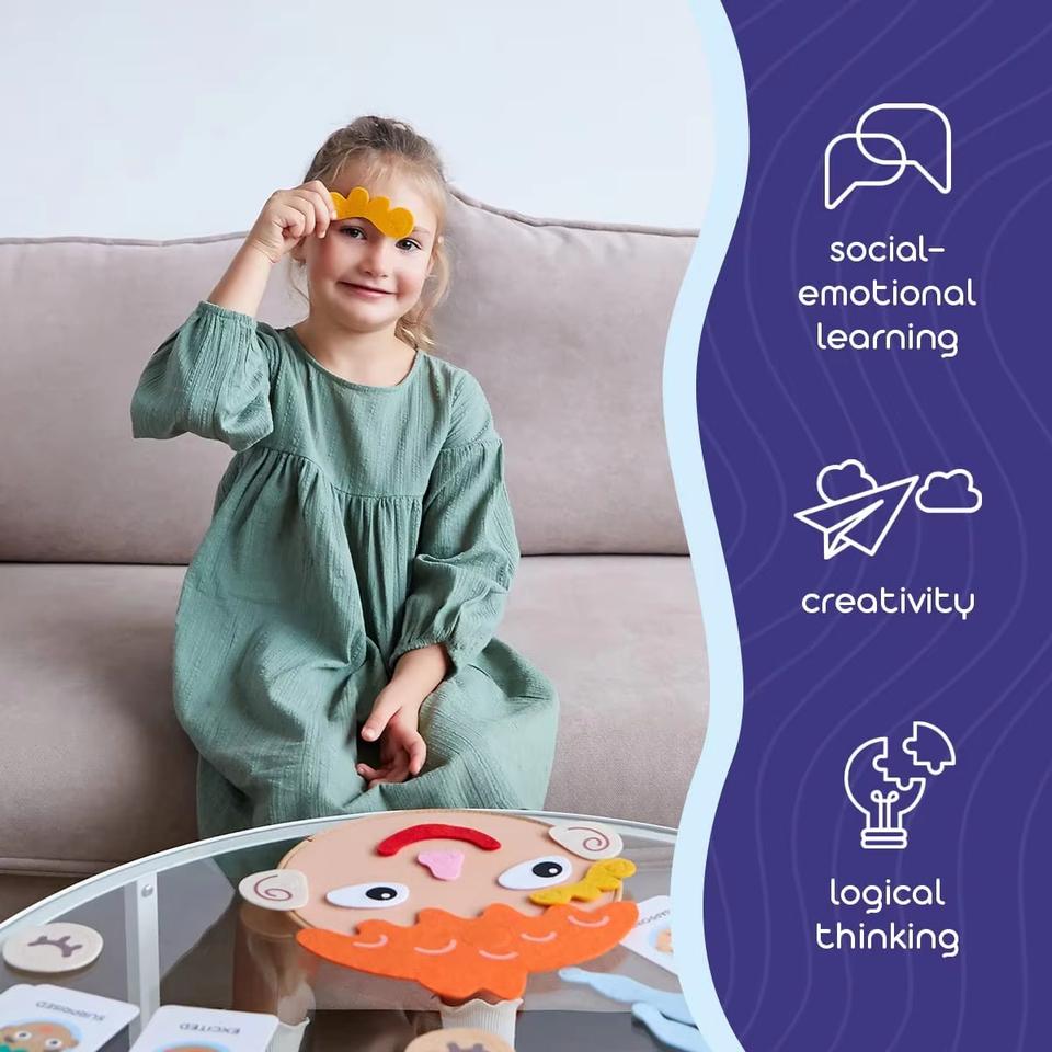 Kids DIY Facial Expression Game Montessori Emotional Change Toys With 9pcs Cards for Children Early Learning Preschool Education