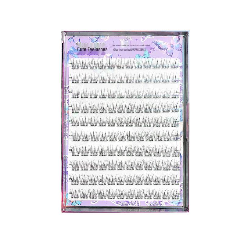 Mengjie Shangpin Large Capacity Stemless Fishtail Self-Adhesive Cluster Eyelashes - Natural Look for Beginners