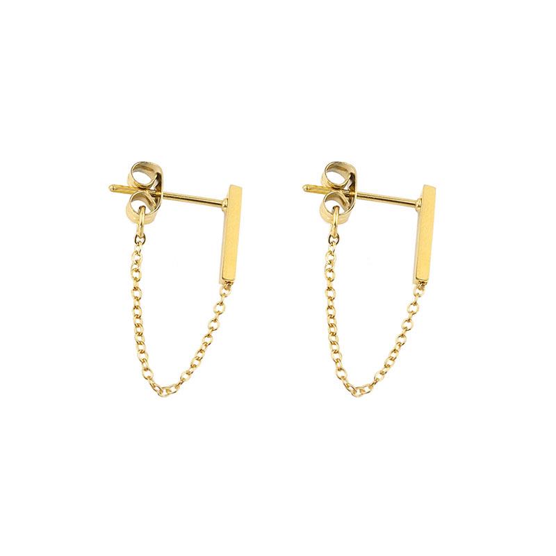 Korean Cold Style Long Tassel Earrings, Titanium Steel, F266