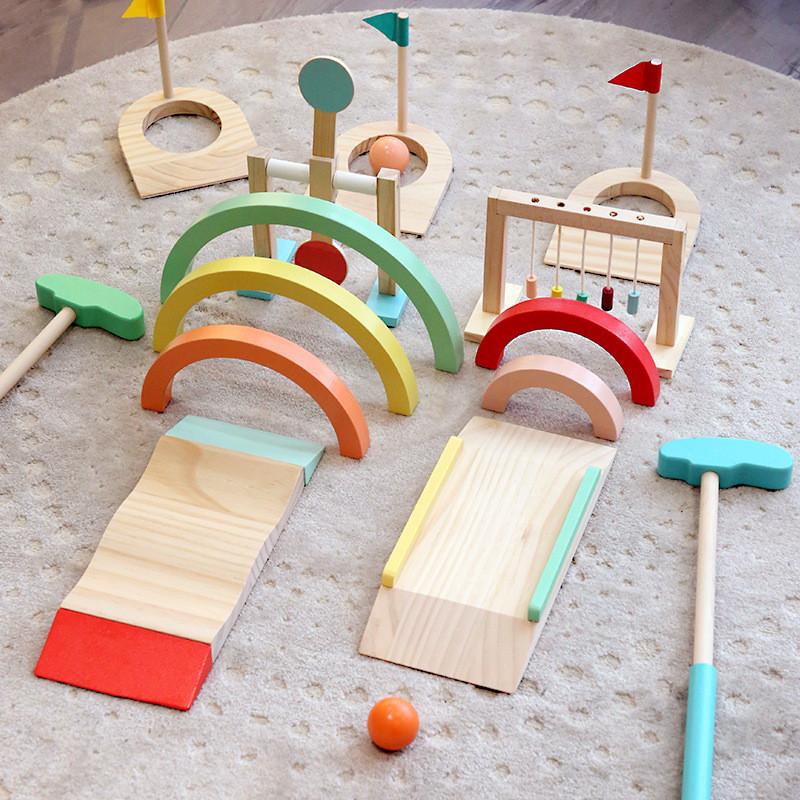Kids Wooden Mini Golf Toy With Balance Features For Family Interactive Fun