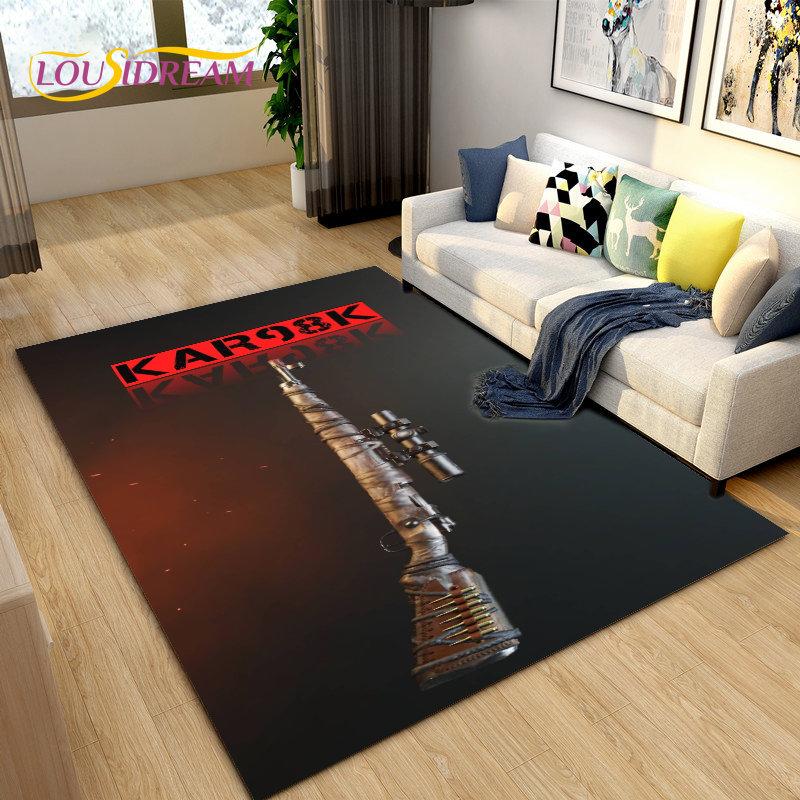 3D Rifle Pistol Revolver Gun Cartoon Area Rug,Carpet Rug for Living Room Bedroom,Kitchen Doormat Bathroom Anti-slip Floor Mat