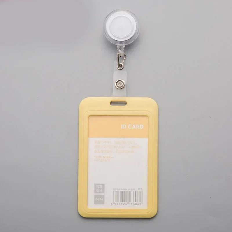 Women Man Credit Card Cover Case with Retractable Buttons Pouch Creative Transparent Nurse Badge Doctor ID Holder Clip Badge