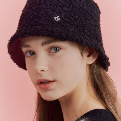 Heart Symbol Wool Bucket Hat_black