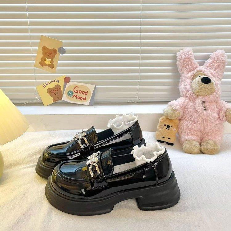 

Новая Мода Женские Академические Лоферы Слипоны Круглый Носок Однотонные Удобные Балетки на Осень Юбки Лолиты Повседневные 35