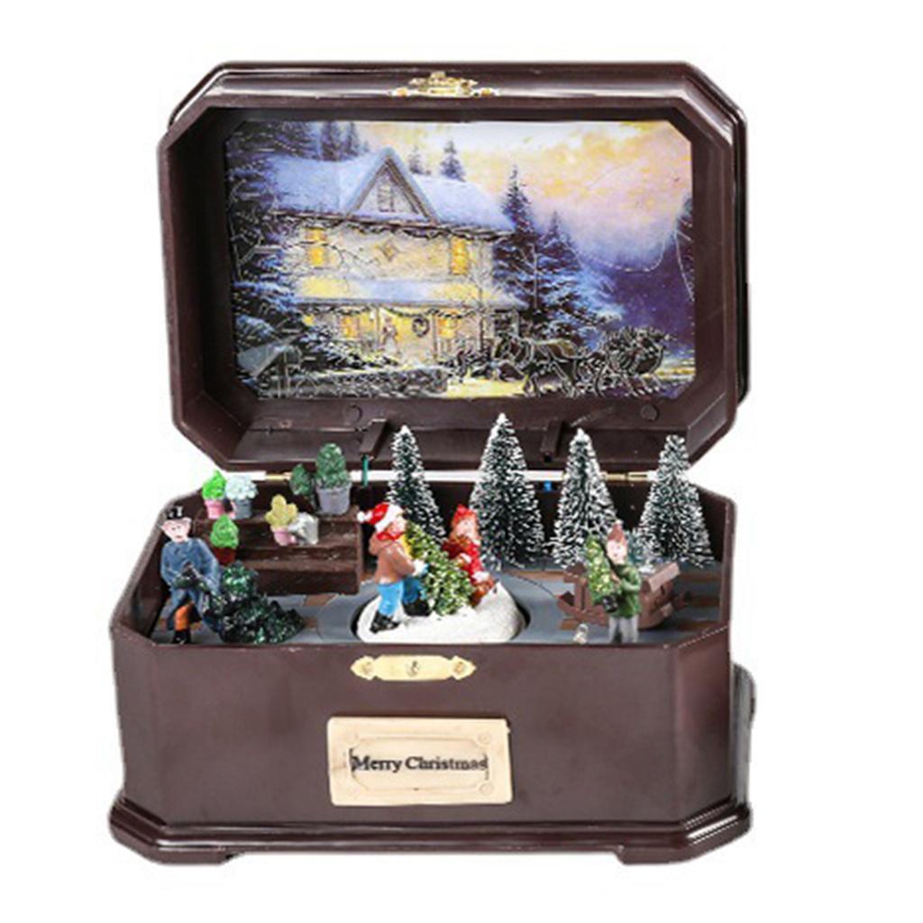 Christmas Led Music Box Train for Doll Rotated Xmas Birthday Party Decoration
