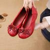 New Real Cow Leather Ballet Flats Woman Slim Foot Shoes Ladies Vintage Floral Moccasins Woman Luxury Flattie Beige Slip On Shoes