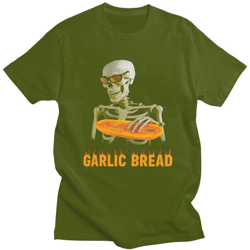 Garlic Bread Skeleton Meme TShirt Pure Cotton Tees Shirt Summer O Neck Tshirt Casual ShortSleeve Clothing For Men Birthday