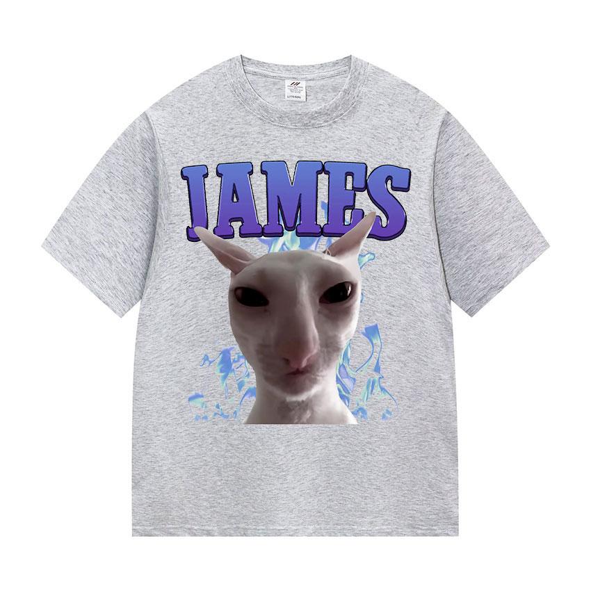James IAMES Funny Cat Meme Tshirts Stupid Joke Gifts Cat Lover short sleeve tshirt Unisex Women fashion Oversized Cotton T Shirts