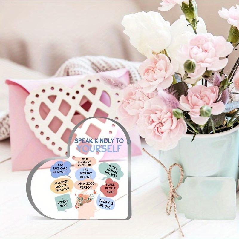 Mental Health Decor, Psychotherapy Affirmations Heart Acrylic Sign, School Counselor Sign, Therapy Anxiety Decor Sign