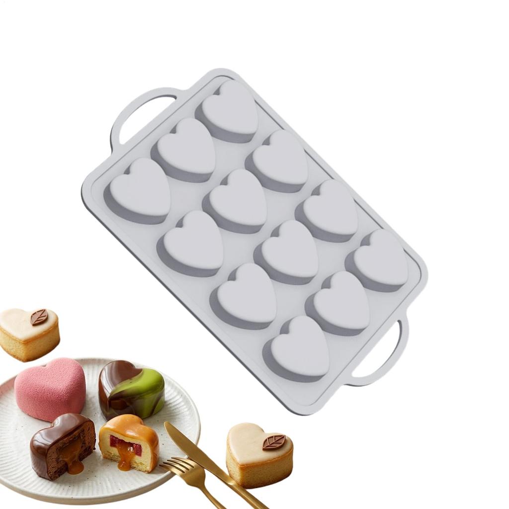 12 Hole Heart-shaped Mousse Cake Mold Silicone Love Heart Baking Mold Kitchen Baking Tool For Chocolate Pancakes Bread