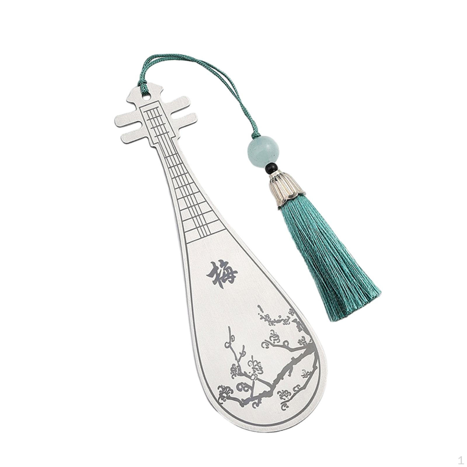 

Китайская закладка, музыкальный инструмент, металлические портативные маркеры для книг для чтения, подарок на день рождения Lute 11.8cmx2.5cm