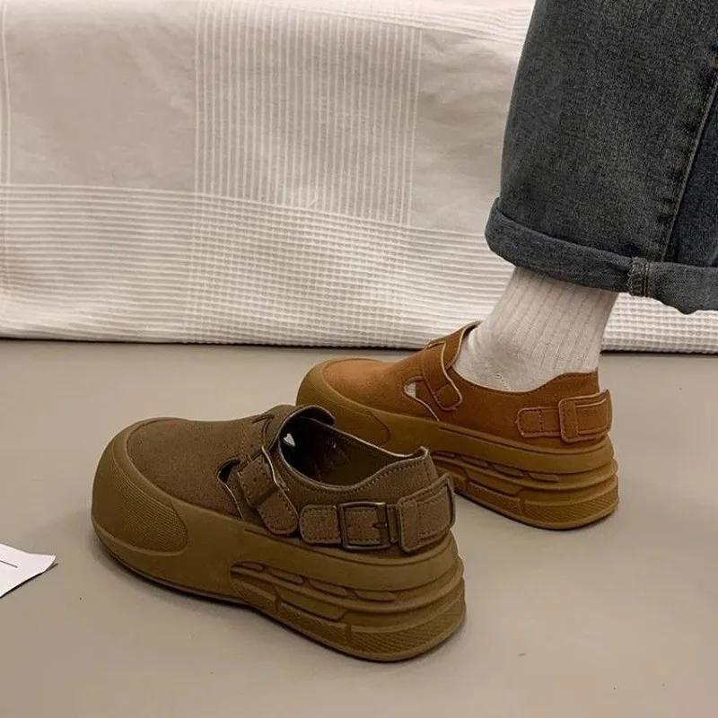 Fashion Women's Shoes Original High on Platform Round Toe Ladies Footwear Korean 39 New In Y2k Fashion Designer Luxury Vulcanized Shoe