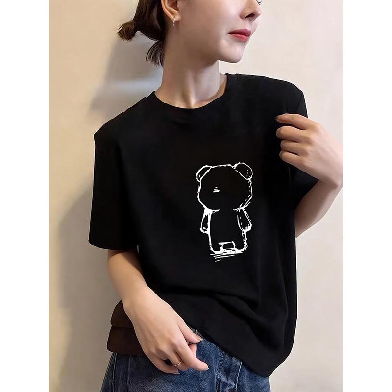 

Korean-Style Slim Fit Short Sleeve T-Shirt for Women - Casual, Stylish Base Layer for Spring, Summer, Autumn 2XL