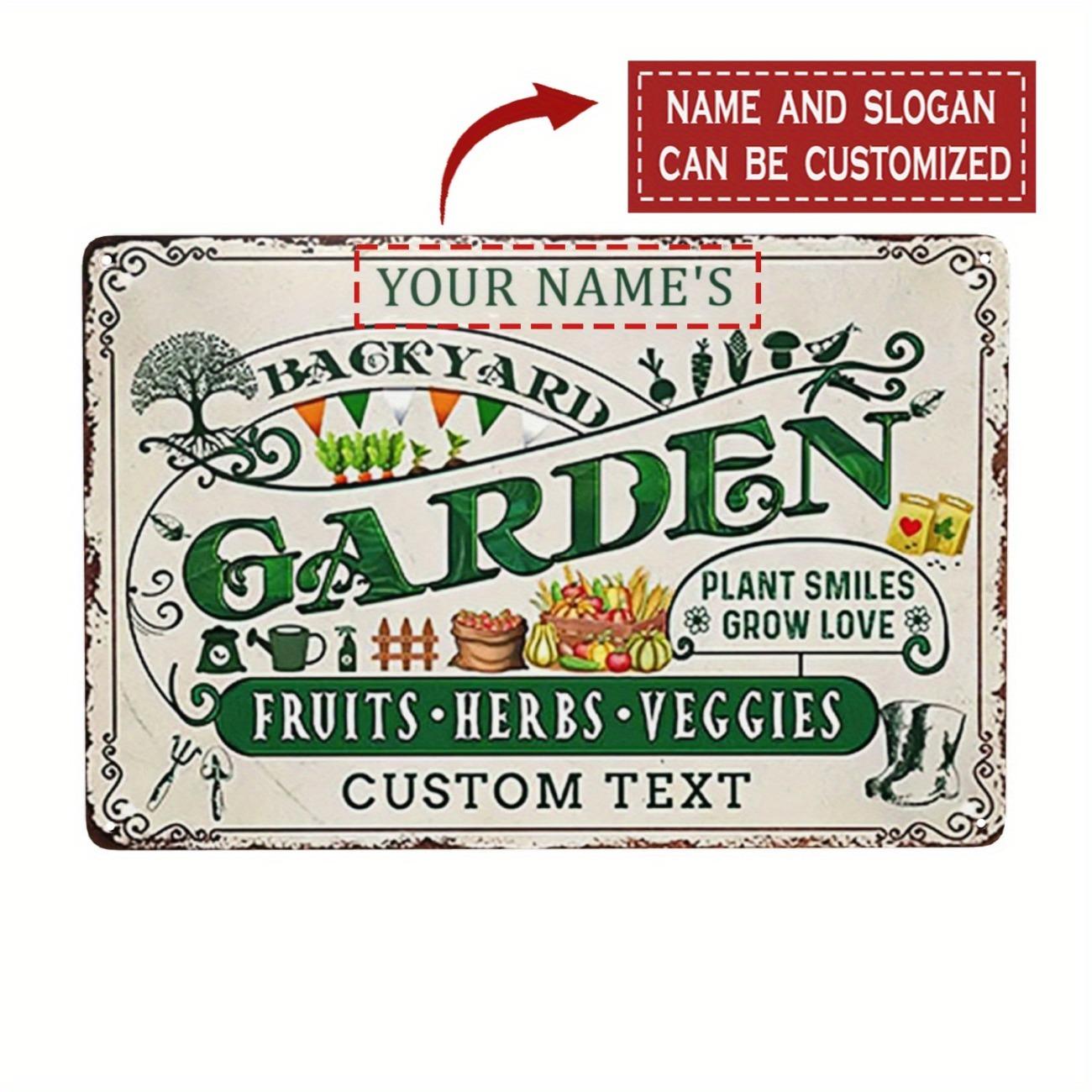 1pc Customizable Vintage Garden Metal Sign Custom Name Text Waterproof Wall Decor белый