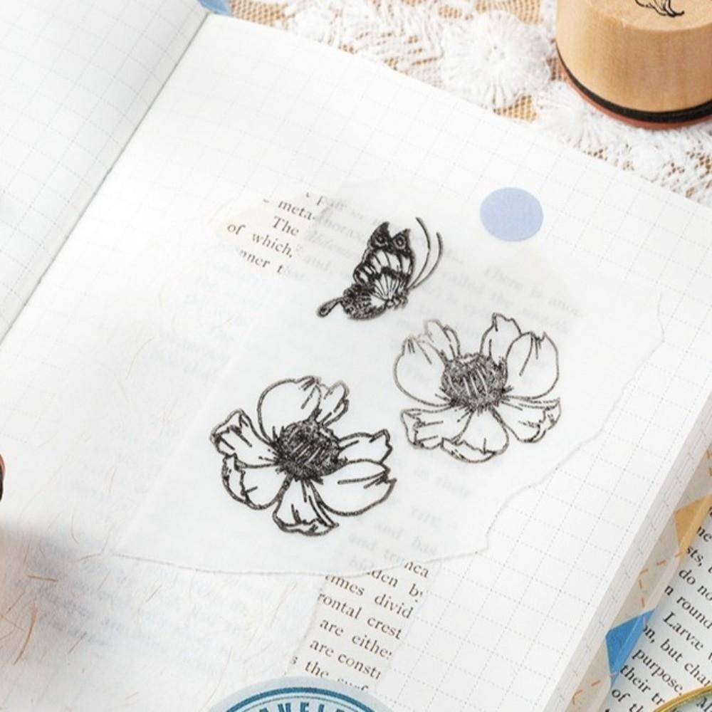 DIY Craft Wooden Stamp Set Butterfly Flower Themed Wood Rubber Stamp  Album Making