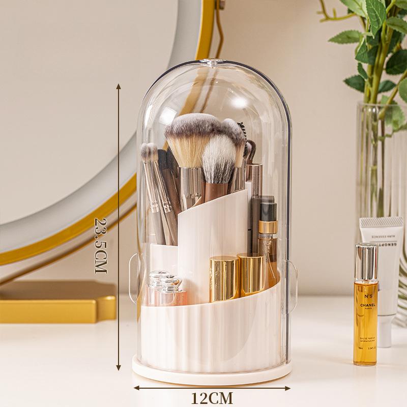 Luxury Large Capacity Dustproof Makeup Brush Storage Bucket Desktop Lipstick Organizer Box Office Rotating Pen Holder Dressing