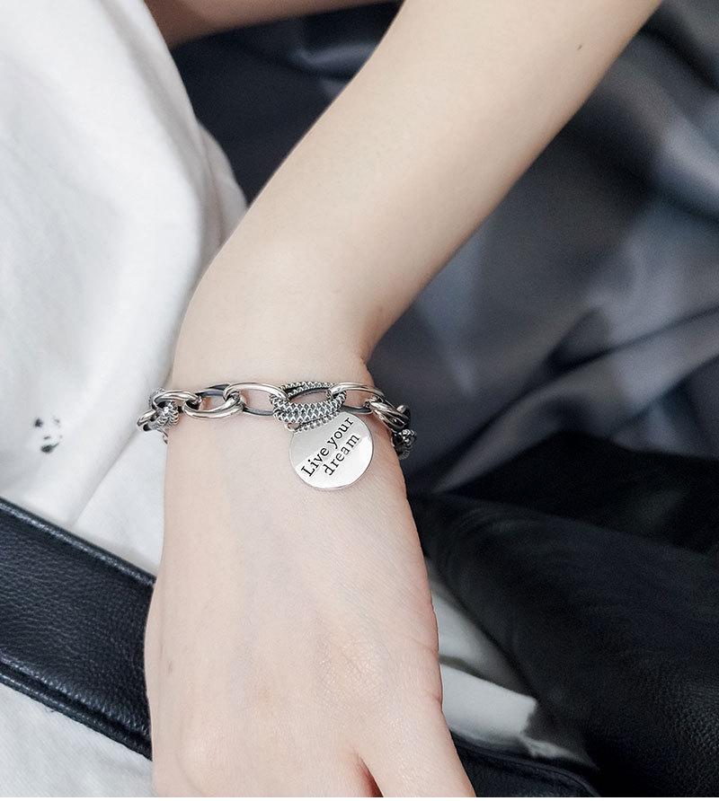 Korean Copper Dream Bracelet: Women's Retro Fashion Letter Wristband, Artistic Niche Jewelry Trend.
