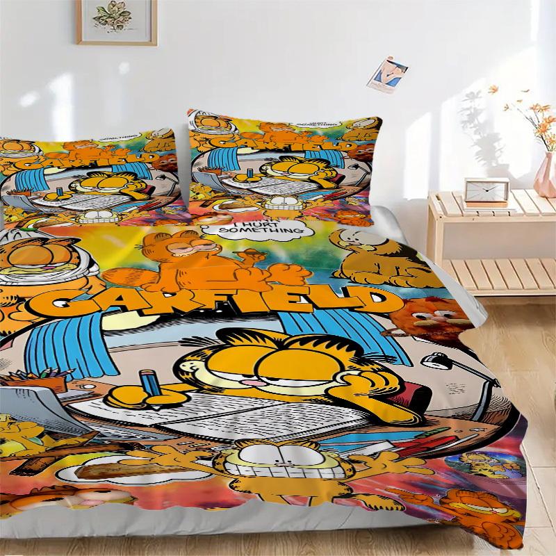 

3pcs Garfield, Comic Bedding Set: Perfect for Bedroom or Guest Room. Soft and Comfortable with No Core Included yy251009202 135x200cm
