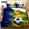 Fotball Dynetrekksett Fotball med Ild Abstrakt Konseptkunst Design Ball Sengetøysett Dobbel Queen King Polyester Dyne Trekk