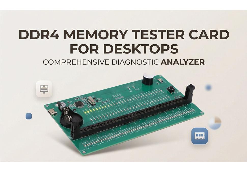 RAM Memory Tester Card Desktop Computer DDR4 Diagnostic Analyzer with LED Light SPD Burning Multifunctional Maintenance