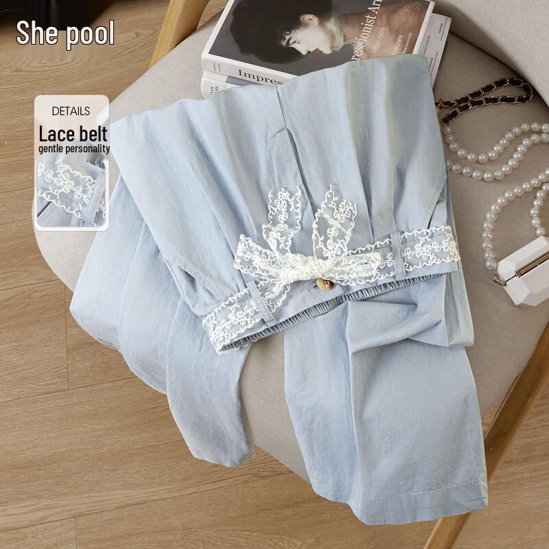 Women s High-Waist Loose Wide-Leg Cropped Casual Pants S