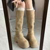 Mode Plattform Kvinnor Höga Stövlar Plattor Mode Skor Vardagliga Knähöga Klänningsstövlar 2025 Vinter Designer Chelsea Stövlar Dam Skor