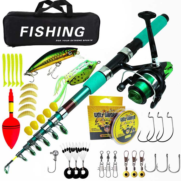 Portable Travel Kit Spinning Reel Freshman Travel Fishing Rod and Reel Combo Set with Bait Accessory Box