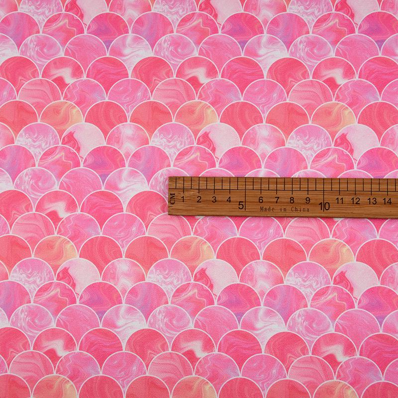 Colorful Fish Scale Floral Stretch Satin: Polyester-Spandex Digital Print Cheongsam Faux Silk Fabric
