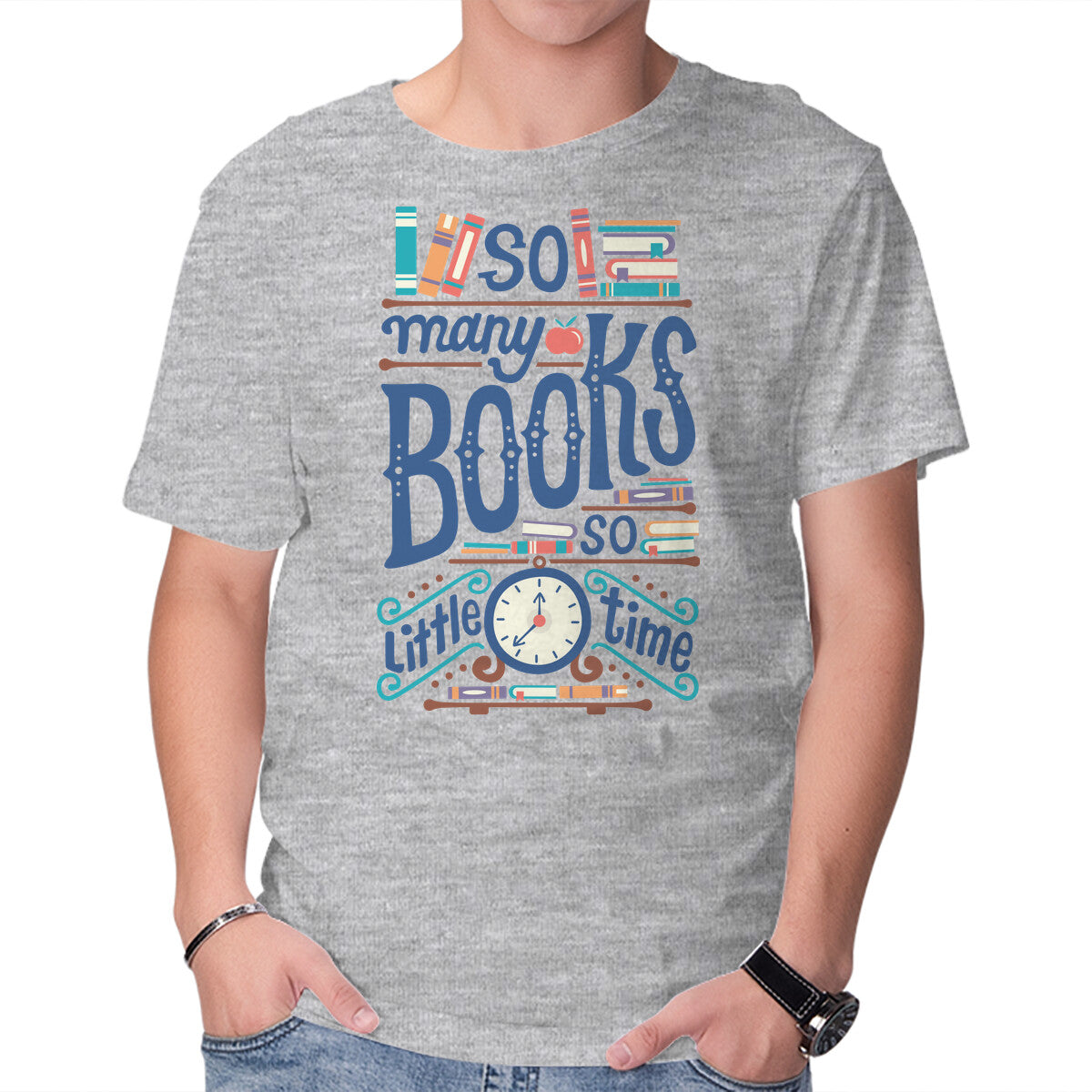 Unisex Crew Neck T-Shirt So Many Books Graphic Short Sleeve Casual Tee XXXXL