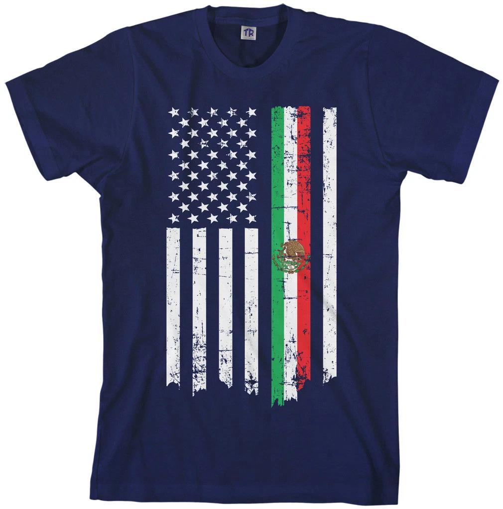 Mexican American Flag Men's T Shirt Mexico Descent US Pride