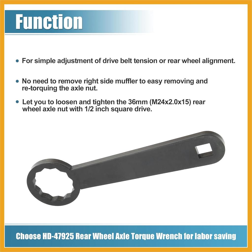 Rear Axle 36mm Wrench Tool Rear Wheel Axle Torque Wrench Hand Tool For Harley Davidson Touring Motorcycle HD-47925 Rear Axle Nut Torque Adapter for