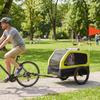 Dog Bike Trailer with Flip-Down Ramp Tailgate, Quick Release Frame, Universal Bicycle Coupler, Reflectors, Yellow