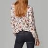 Women's Vintage Style Flower Print V Neck Long Sleeve Cotton Shirt Blouse Top