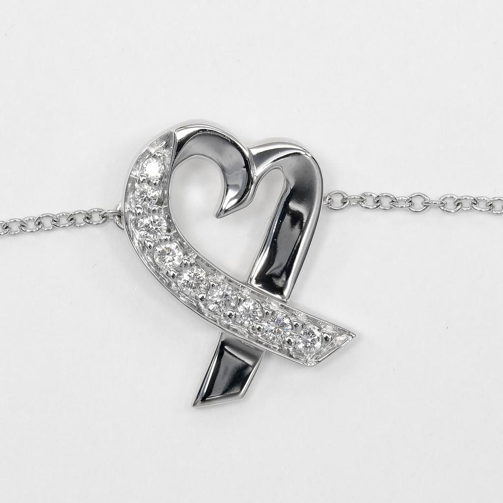 TIFFANY&Co. Loving Heart Necklace K18 White Gold/diamond 3.39g Women Used