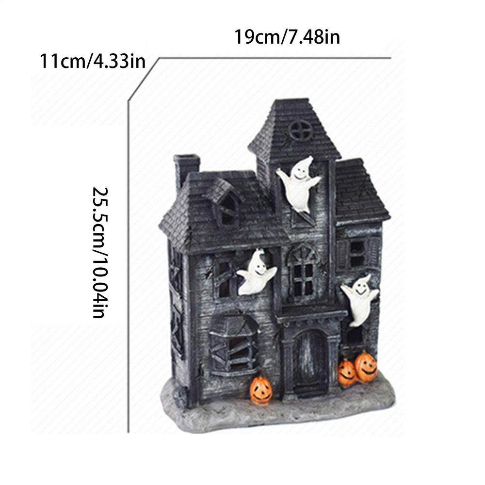 Светящийся дом в Хэллоуинской деревне со светодиодной подсветкой, полимерный город призраков, жуткая деревня, дом с привидениями, украшения на Хэллоуин