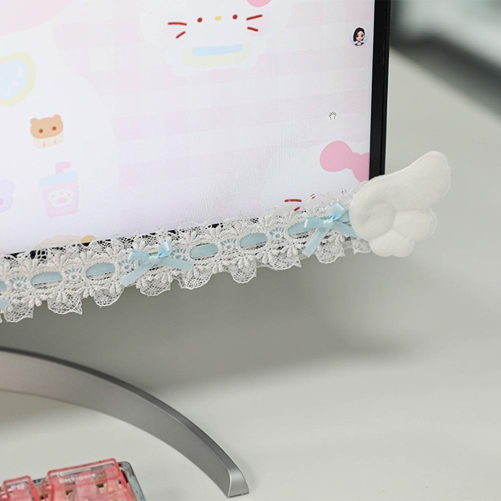 Tela de Computador Laço Decorativo Renda Adesivos Decorativos para Monitor de Computador Moldura para Sala de Jogos Ornatos Decorativos para Tela de Exibição