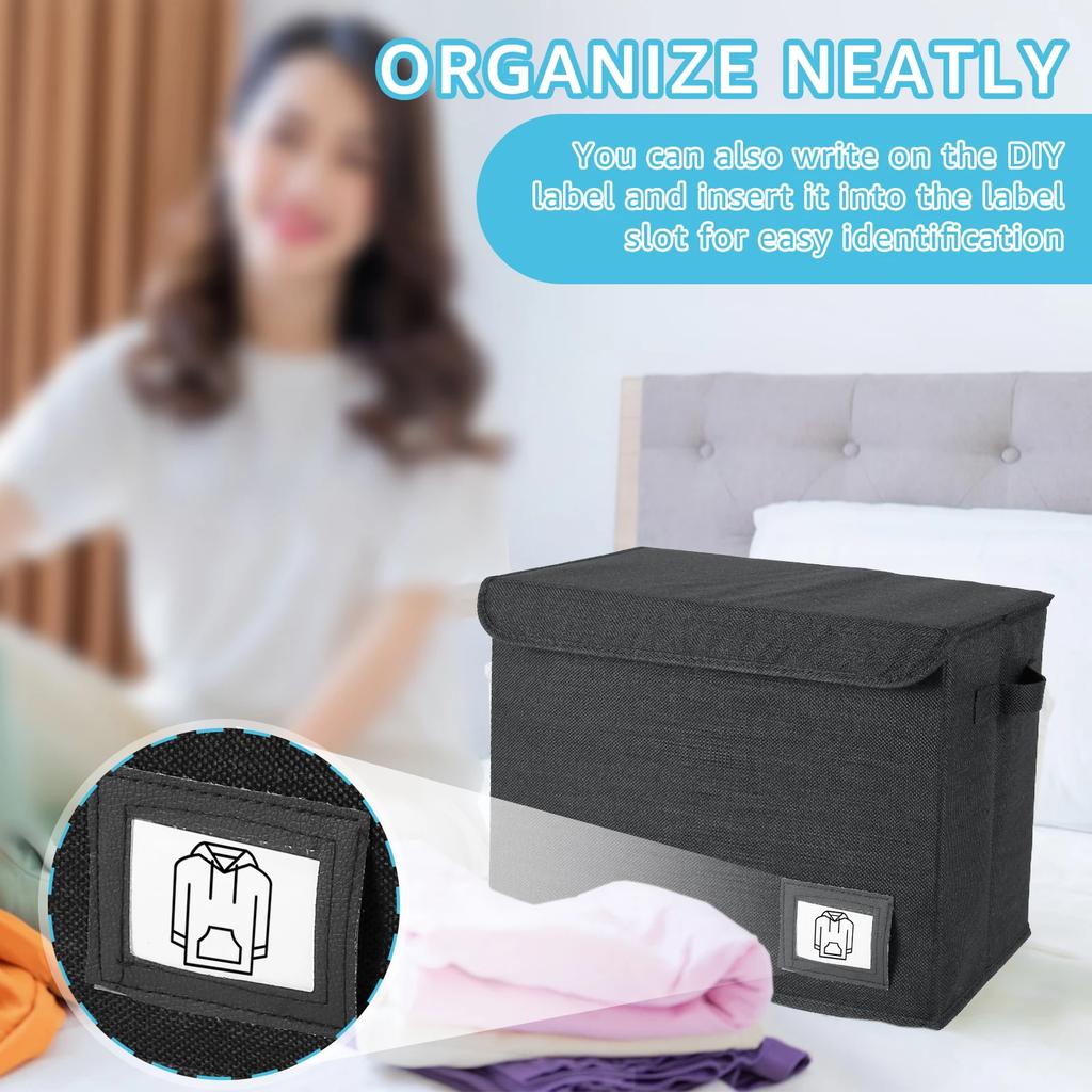 New Foldable Clothing Storage Box Washable Comic Book Storage Bin with Handle Enclosed Lid Multipurpose Organizer for HomeOffice