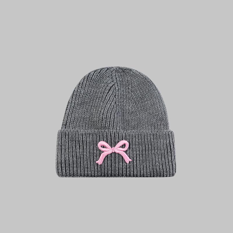 Bow Tie Knitting Cap Hat Woolen Yarn Cuff Knit Beanie Casual Fleece Warm Knitted Hat