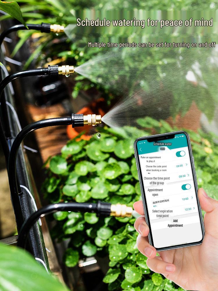 Smart WiFi Timer: Automatic Remote-ControlFlower Watering Kit with Adjustable Sprinkler Head