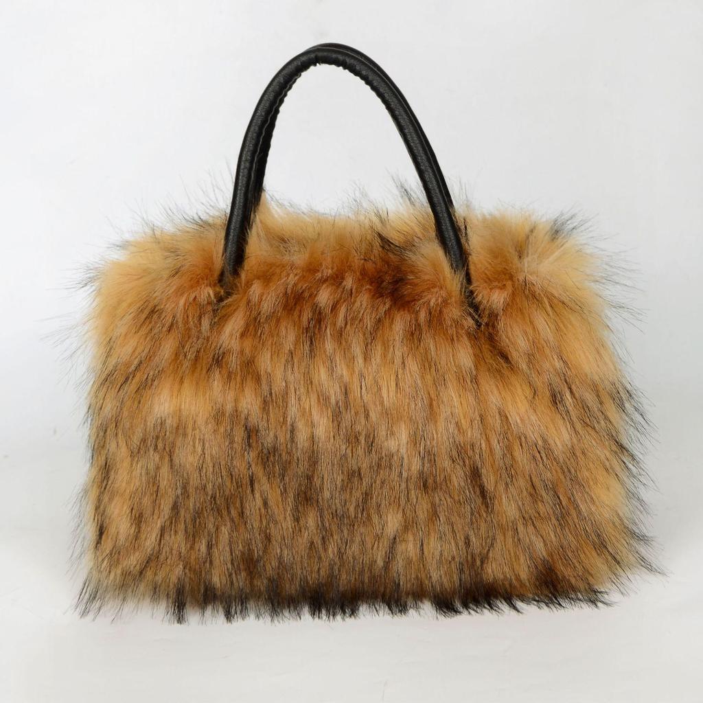 2024 Faux Fox Fur Plush Tote: Versatile & Stylish Handbag