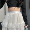 2025 Wiosna Lato Kobiety Maxi Długa Biała Spódnica Wysoki Stan Warstwowe Falbany Księżniczka Spódnica Słodkie Romantyczne Damskie Koronkowe Spódnice Warstwowe