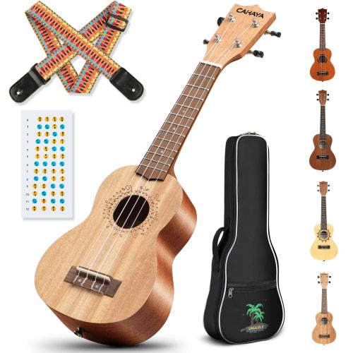 CAHAYA 21-inch Soprano Ukulele, Mahogany, 3-Year Warranty, Perfect for Beginners, Includes 3-Piece Accessory Set: Strap, Chord Chart, and Gig Bag (CY0