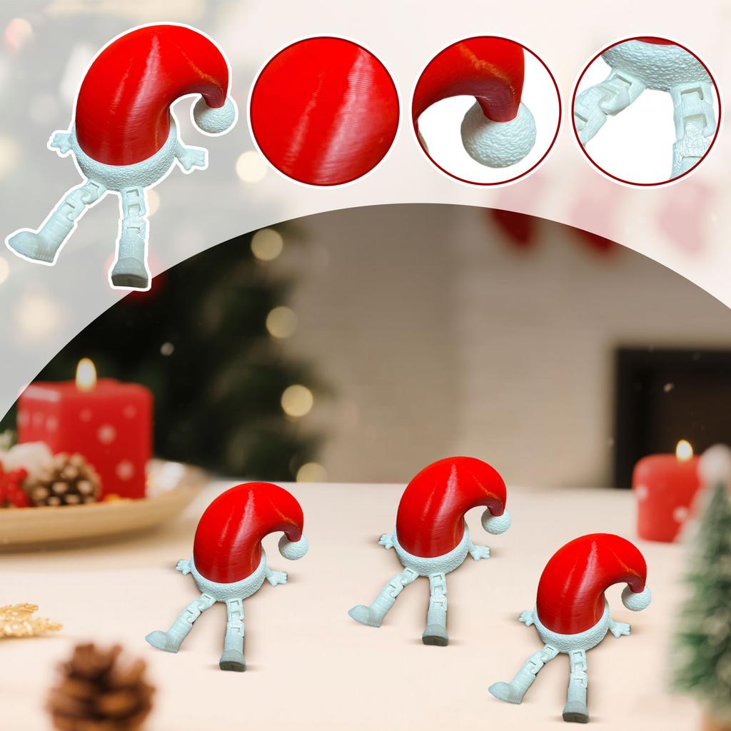 3D Printed Articulated Hands And Feet Christmas Hat, Christmas Decoration Model, Home Desktop Gift