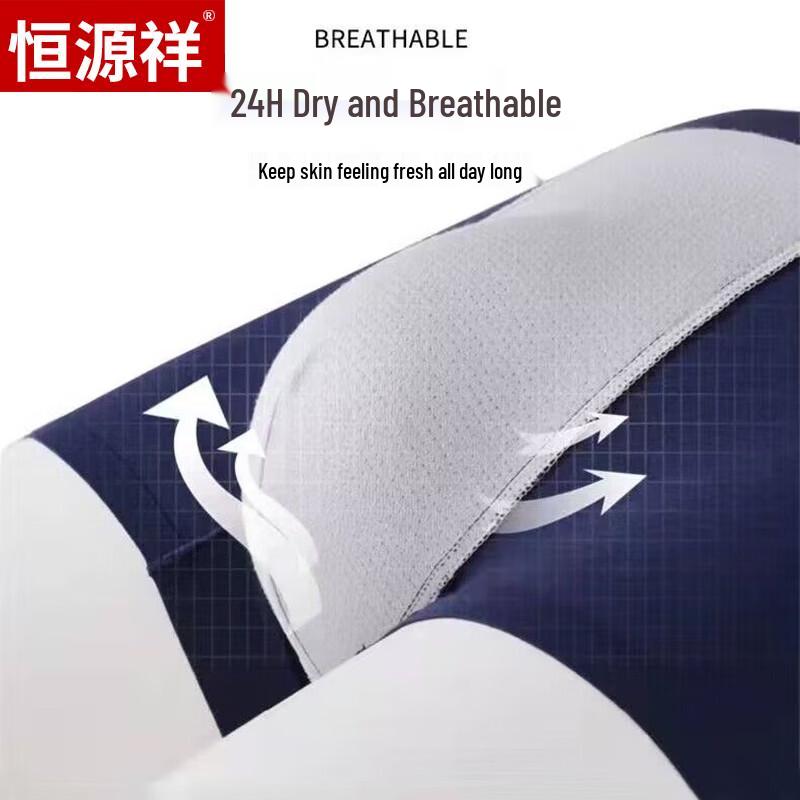 Hengyuanxiang Men's Ice-Feel Long-Staple Cotton Boxer Briefs 2-Pack