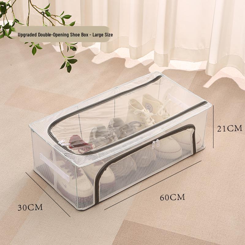 Faltbare transparente Schuhaufbewahrungsbox mit Deckel - Staubdichter Behälter für Schuhe und Stiefel